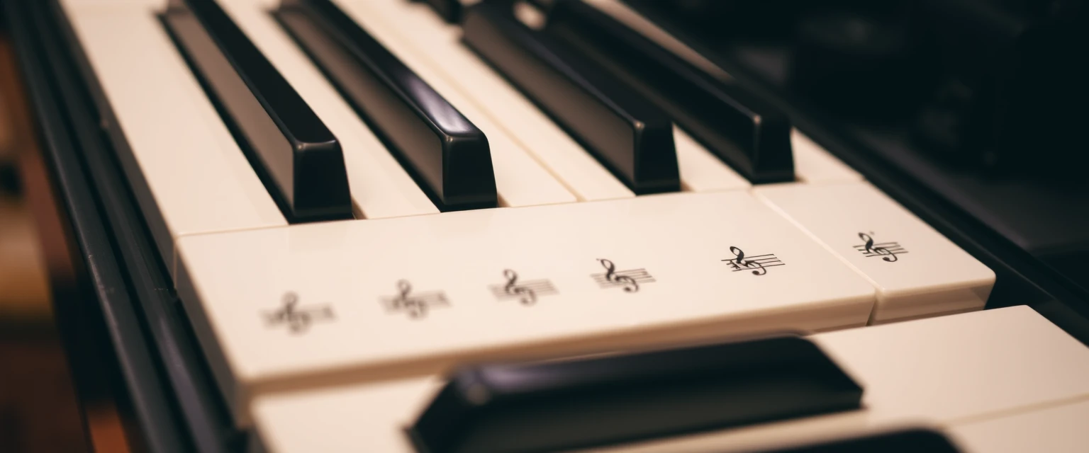 Teclado de piano con acordes resaltados